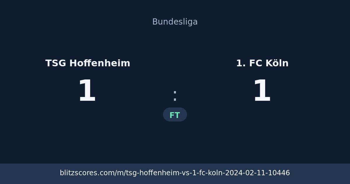 TSG Hoffenheim vs 1. FC Köln score card