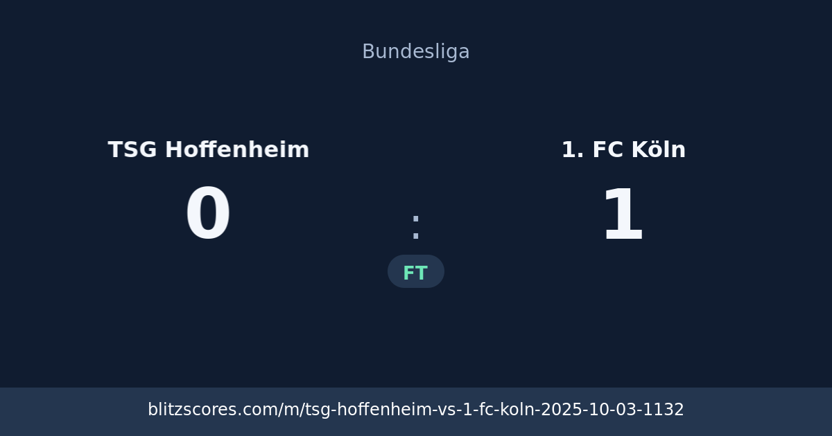 TSG Hoffenheim vs 1. FC Köln score card