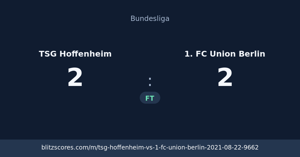 TSG Hoffenheim vs 1. FC Union Berlin score card