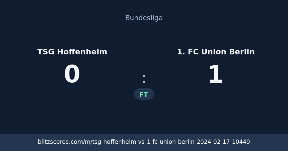 TSG Hoffenheim vs 1. FC Union Berlin score card