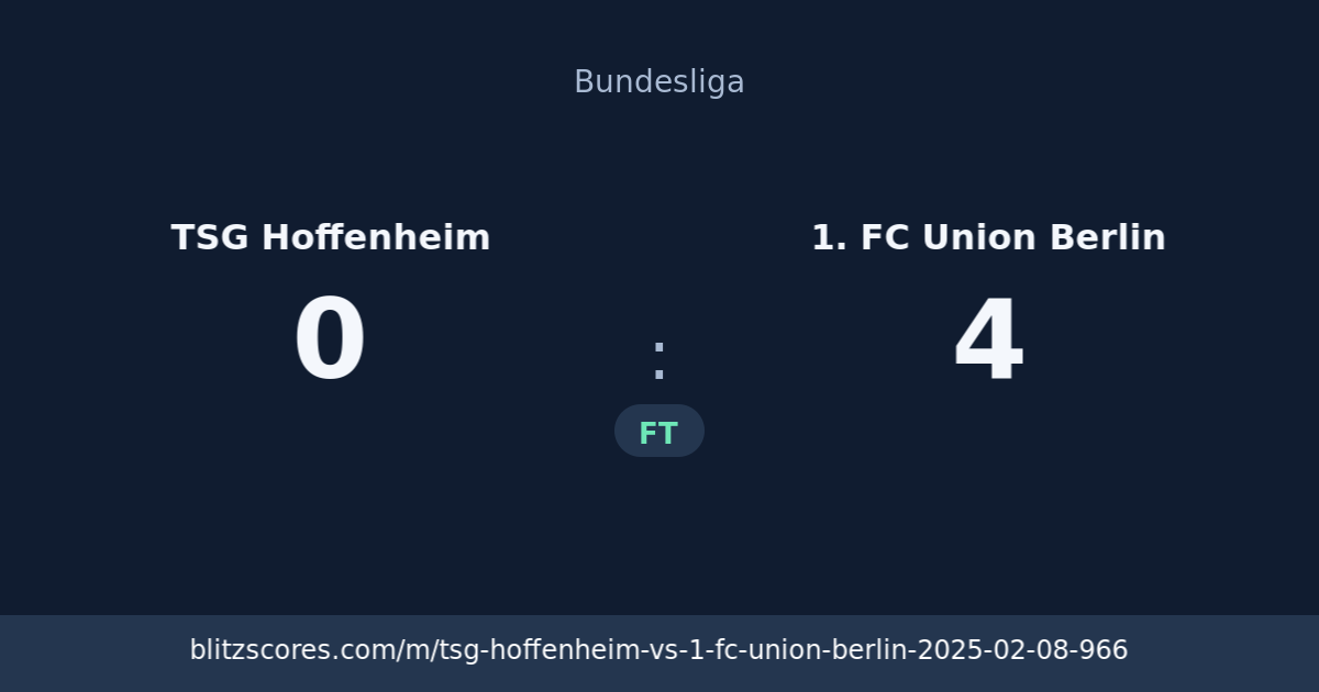 TSG Hoffenheim vs 1. FC Union Berlin score card