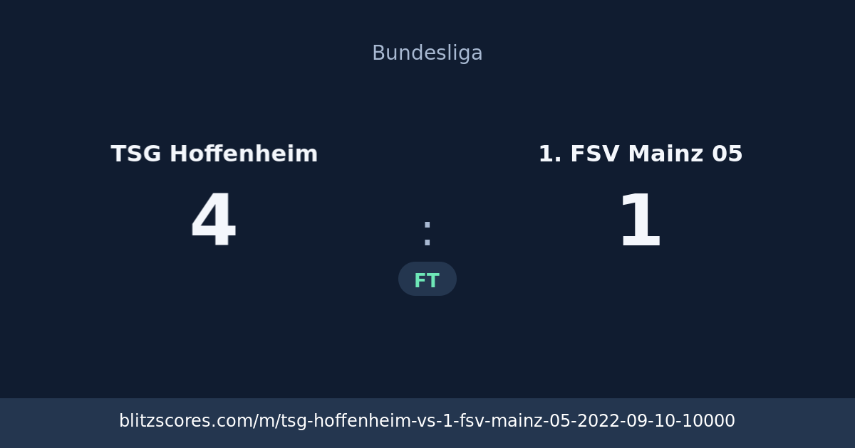 TSG Hoffenheim vs 1. FSV Mainz 05 score card