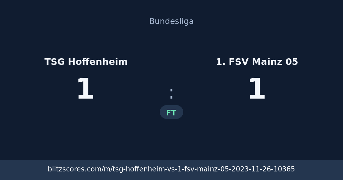 TSG Hoffenheim vs 1. FSV Mainz 05 score card