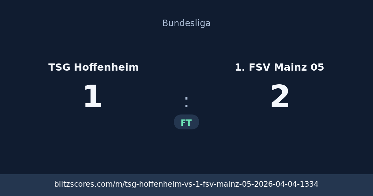 TSG Hoffenheim vs 1. FSV Mainz 05 score card