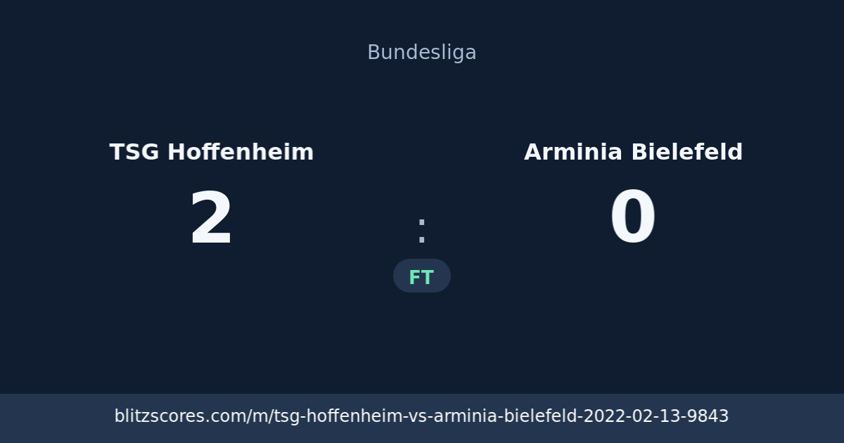 TSG Hoffenheim vs Arminia Bielefeld score card
