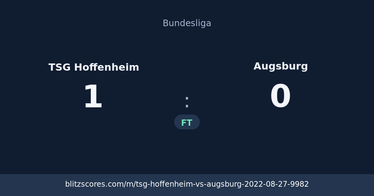 TSG Hoffenheim vs Augsburg score card