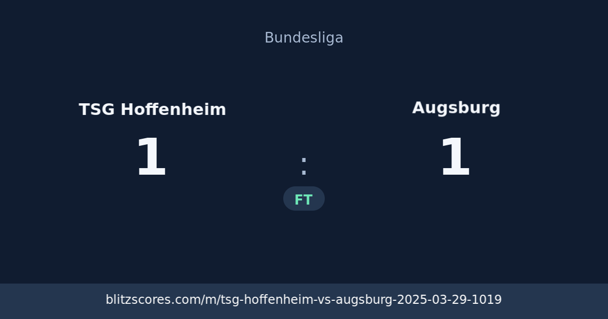 TSG Hoffenheim vs Augsburg score card