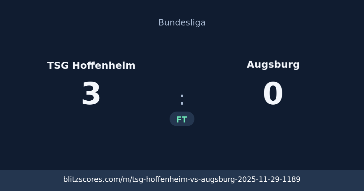 TSG Hoffenheim vs Augsburg score card