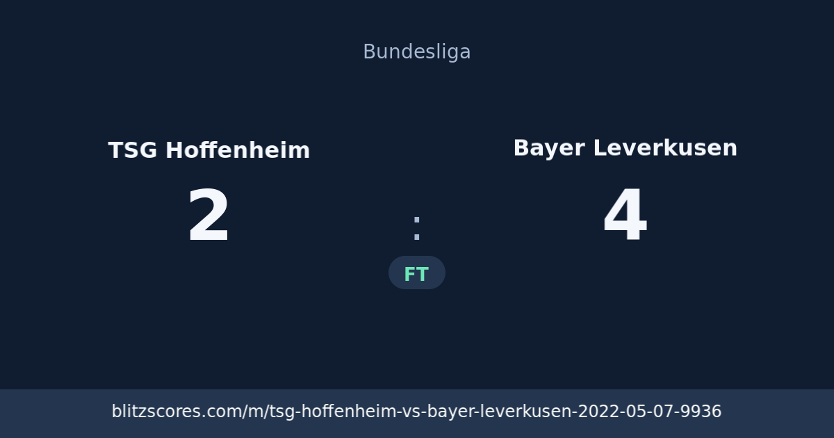 TSG Hoffenheim vs Bayer Leverkusen score card