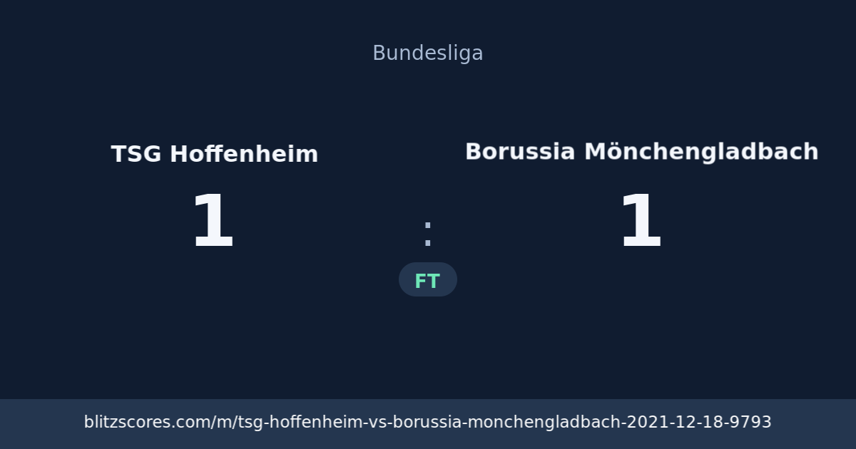 TSG Hoffenheim vs Borussia Mönchengladbach score card