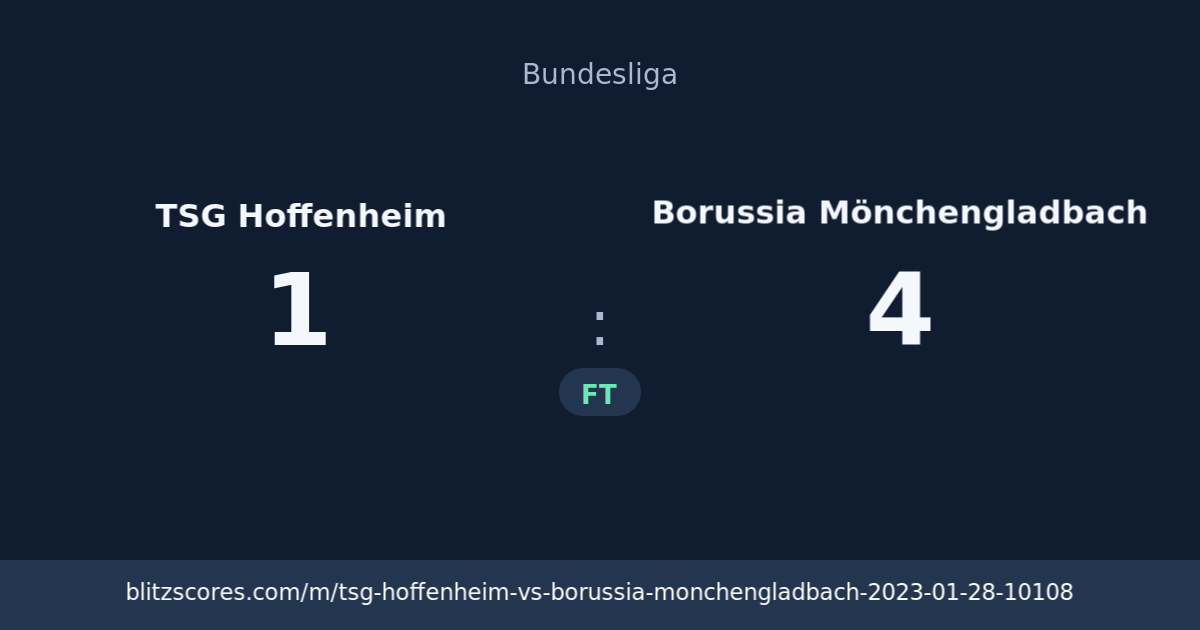 TSG Hoffenheim vs Borussia Mönchengladbach score card