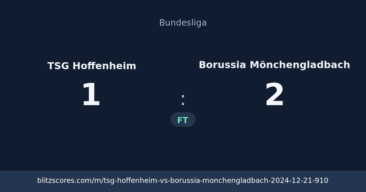TSG Hoffenheim vs Borussia Mönchengladbach score card