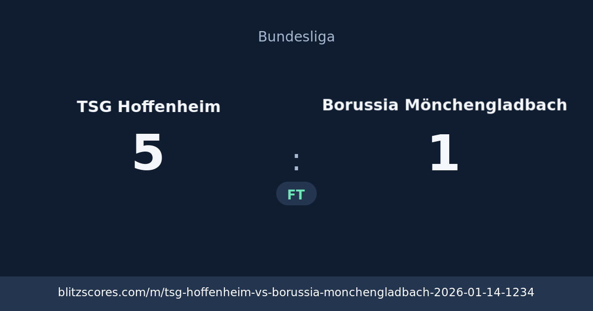 TSG Hoffenheim vs Borussia Mönchengladbach score card