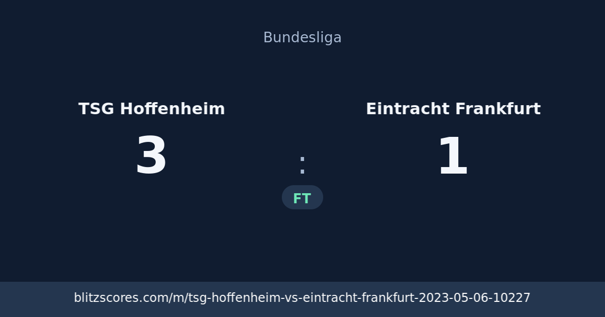 TSG Hoffenheim vs Eintracht Frankfurt score card