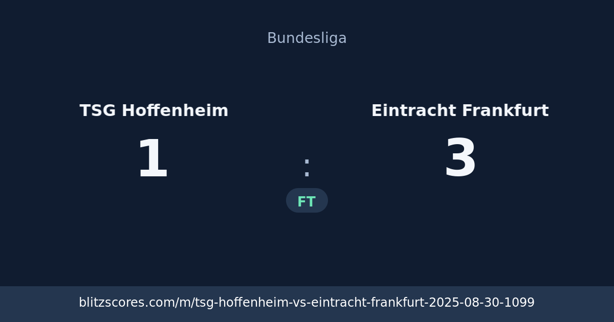 TSG Hoffenheim vs Eintracht Frankfurt score card