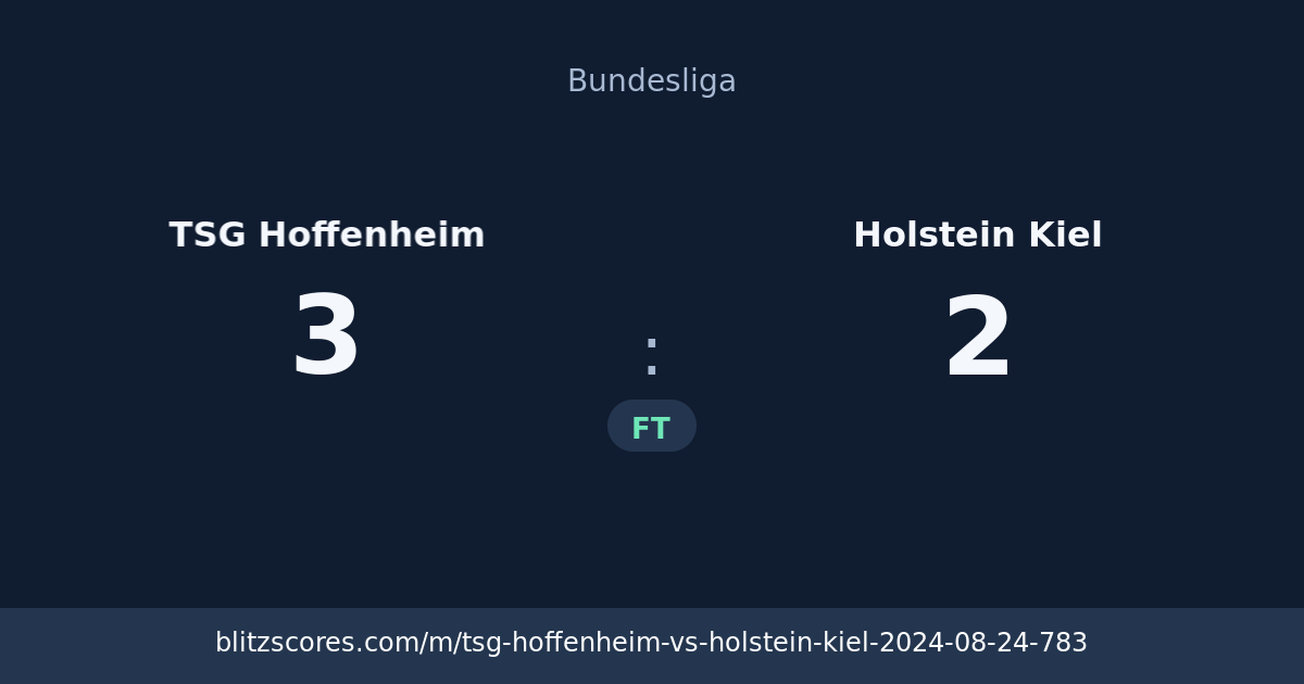 TSG Hoffenheim vs Holstein Kiel score card