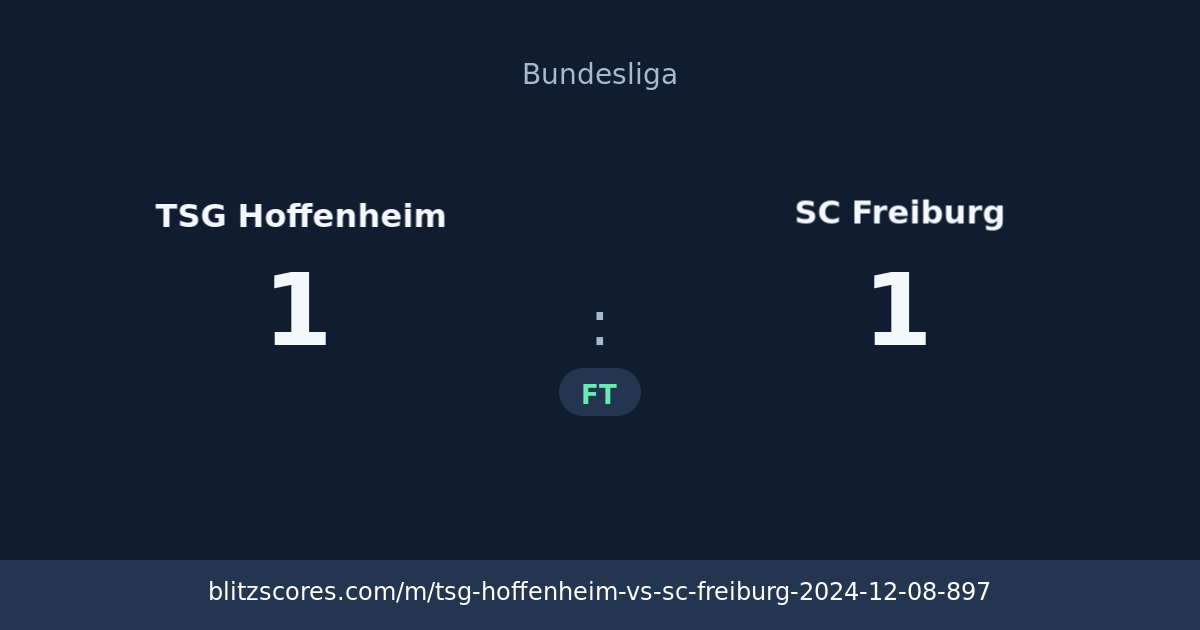 TSG Hoffenheim vs SC Freiburg score card