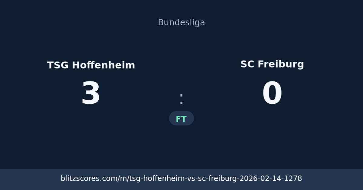 TSG Hoffenheim vs SC Freiburg score card