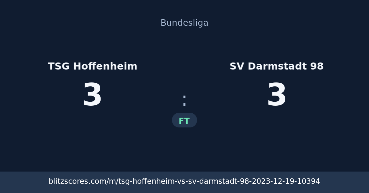 TSG Hoffenheim vs SV Darmstadt 98 score card