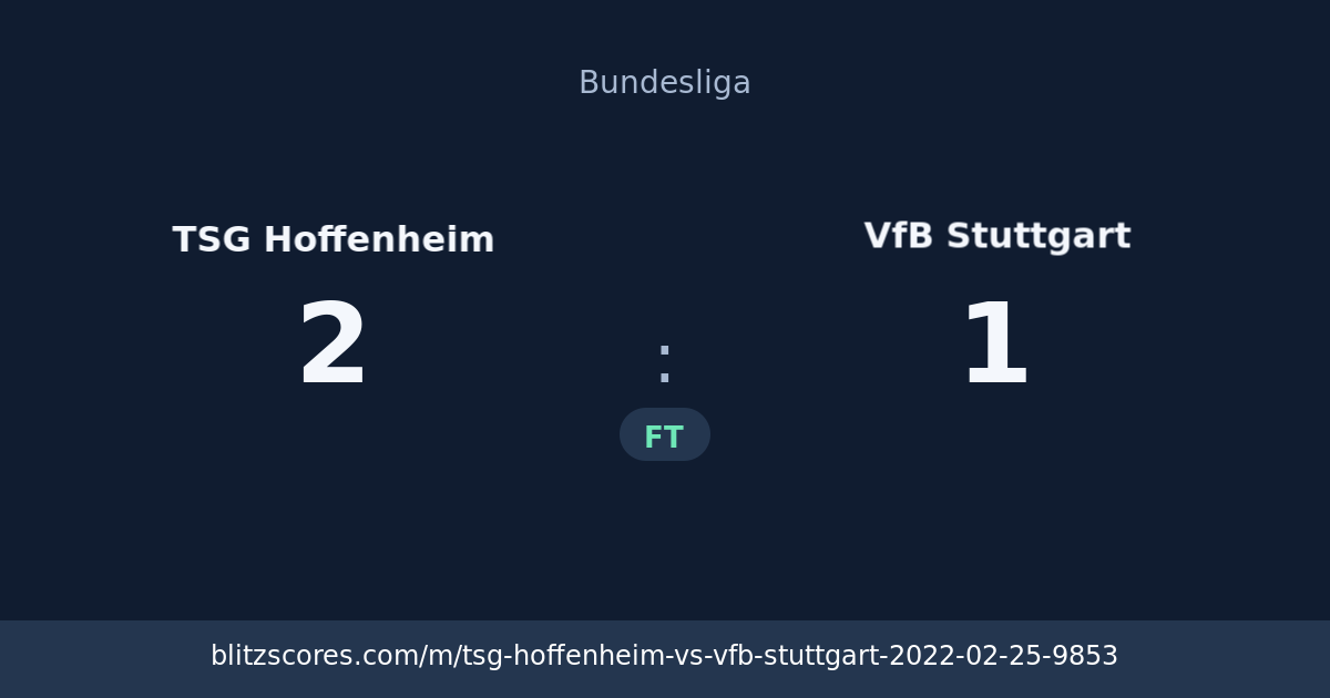 TSG Hoffenheim vs VfB Stuttgart score card