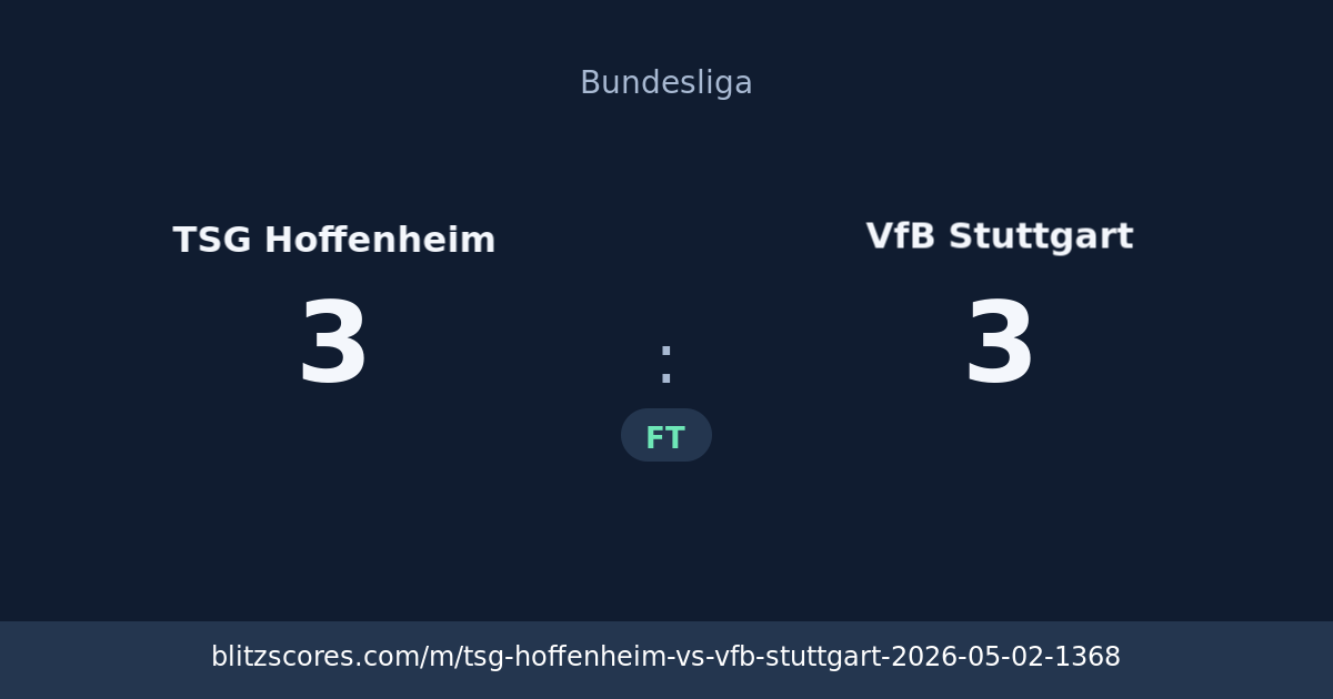 TSG Hoffenheim vs VfB Stuttgart score card