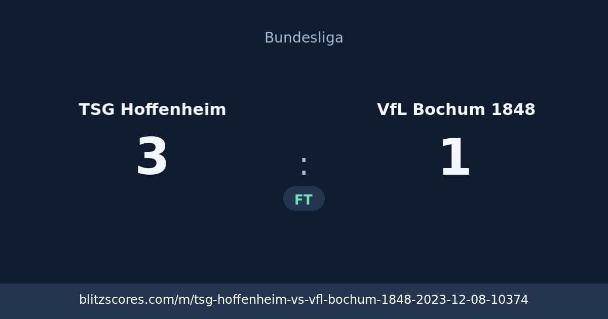 TSG Hoffenheim vs VfL Bochum 1848 score card