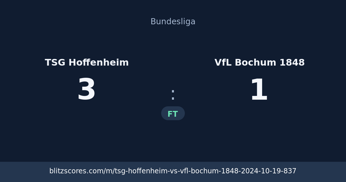 TSG Hoffenheim vs VfL Bochum 1848 score card