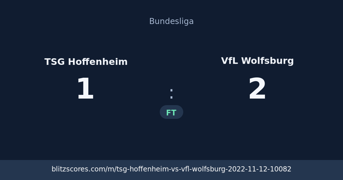 TSG Hoffenheim vs VfL Wolfsburg score card