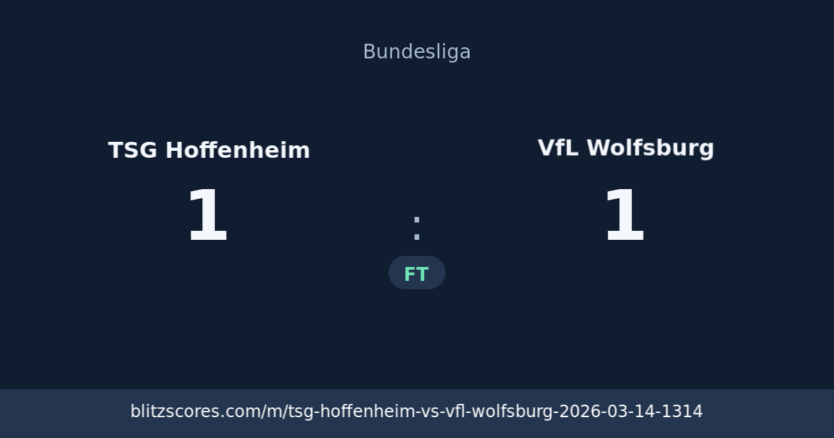 TSG Hoffenheim vs VfL Wolfsburg score card