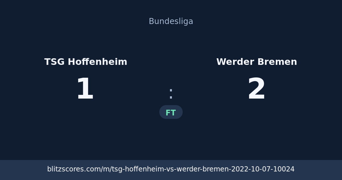 TSG Hoffenheim vs Werder Bremen score card