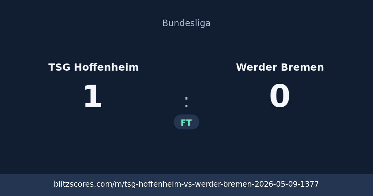 TSG Hoffenheim vs Werder Bremen score card