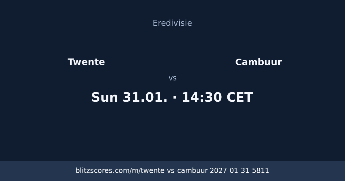 Twente vs Cambuur score card