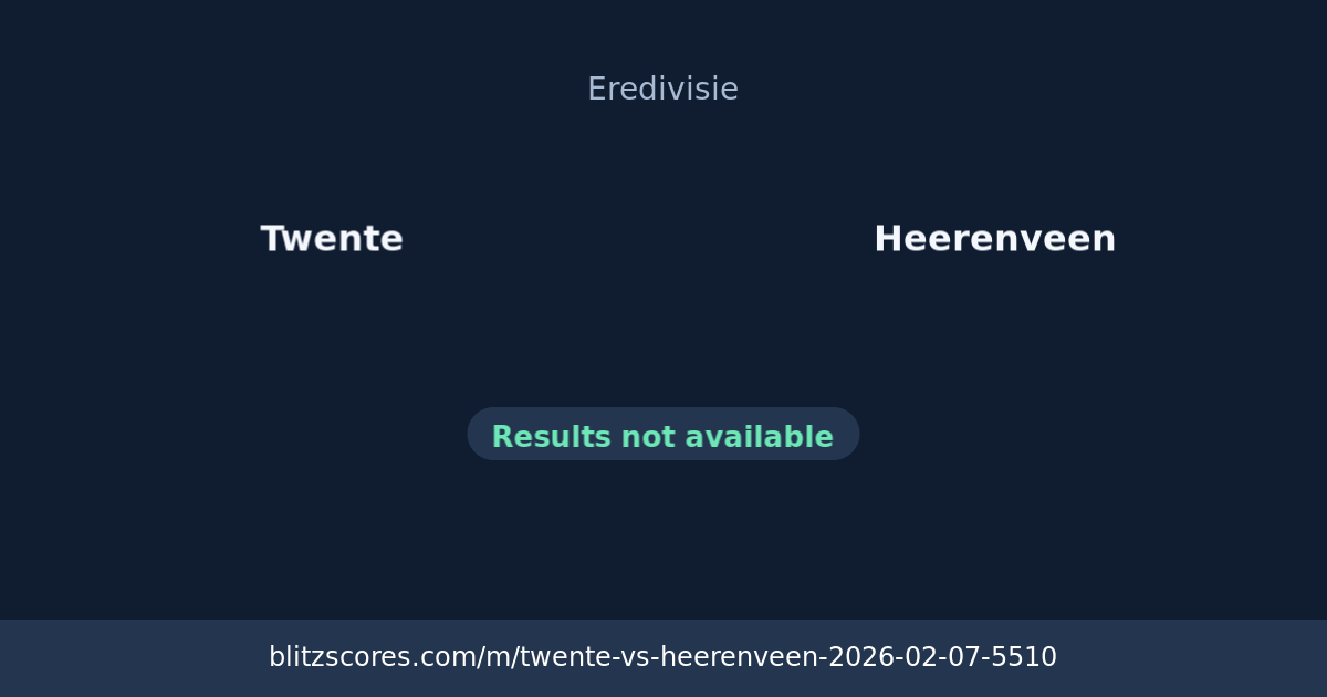 Twente vs Heerenveen score card