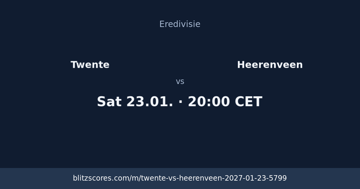 Twente vs Heerenveen score card