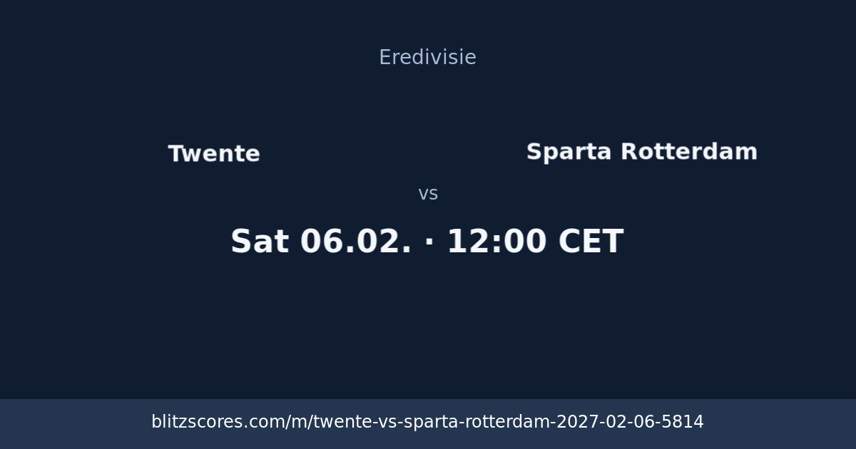 Twente vs Sparta Rotterdam score card
