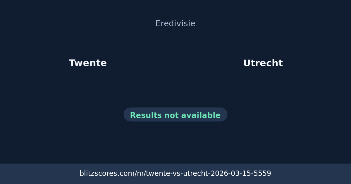 Twente vs Utrecht score card