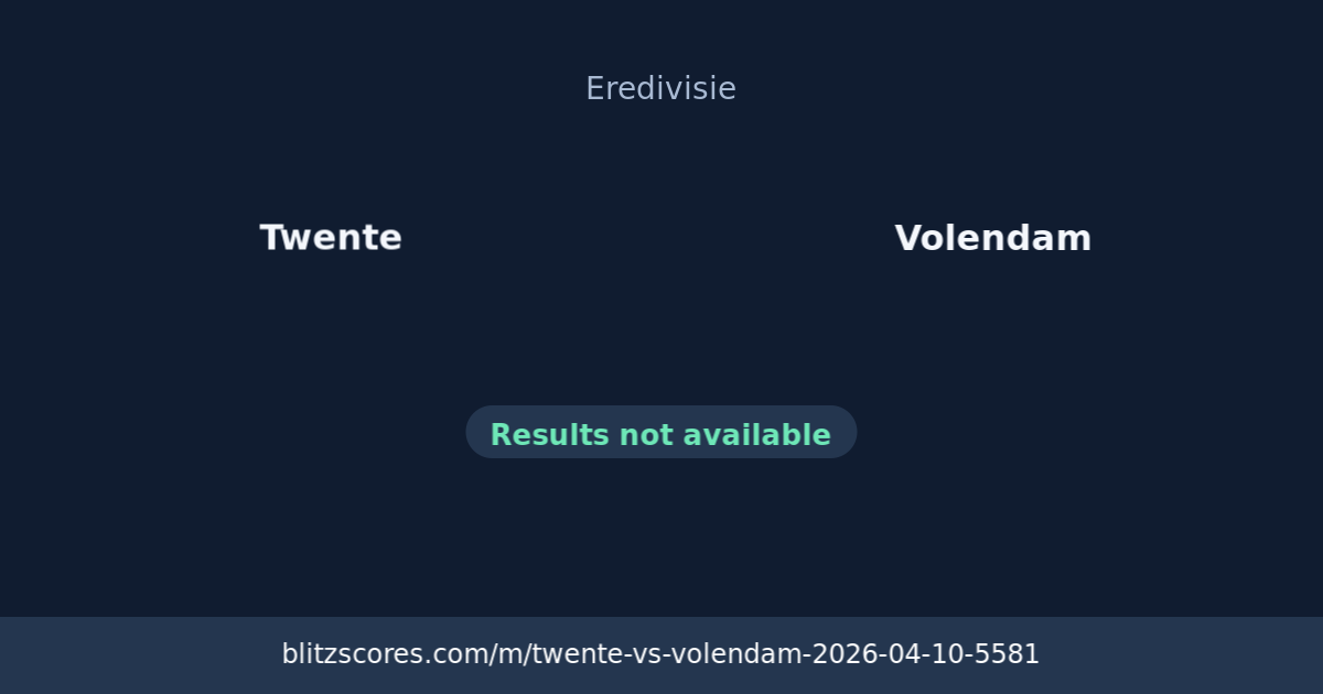 Twente vs Volendam score card
