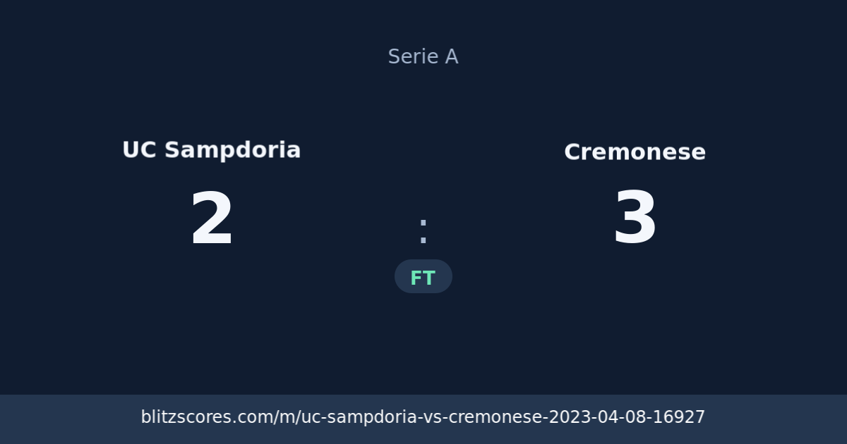 UC Sampdoria vs Cremonese score card