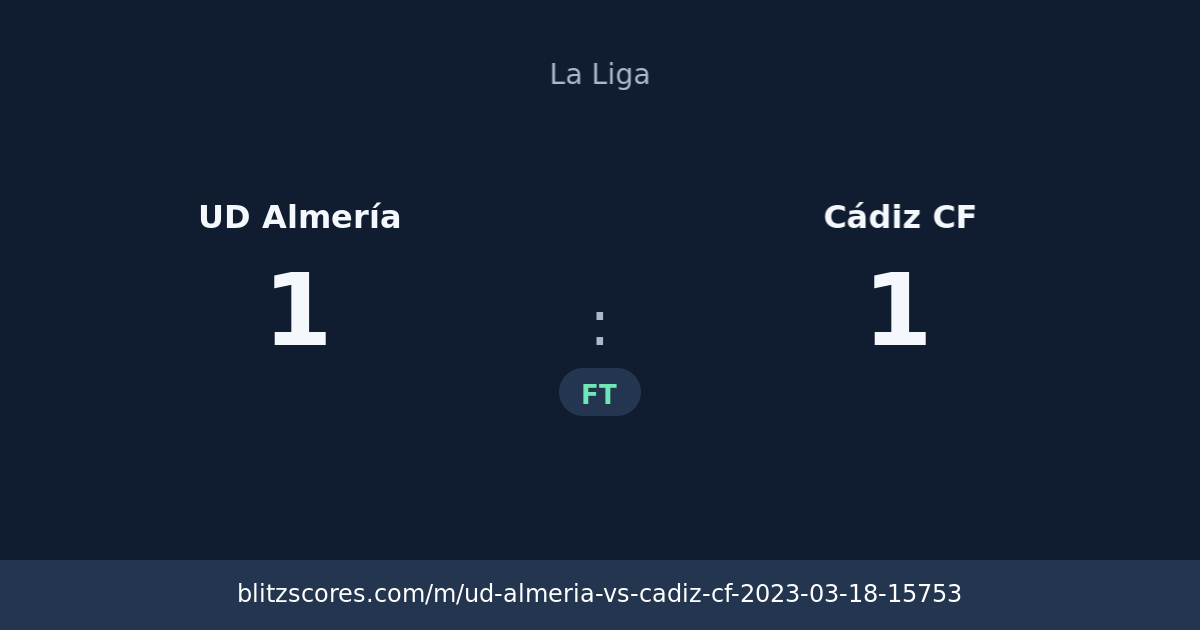 UD Almería vs Cádiz CF score card