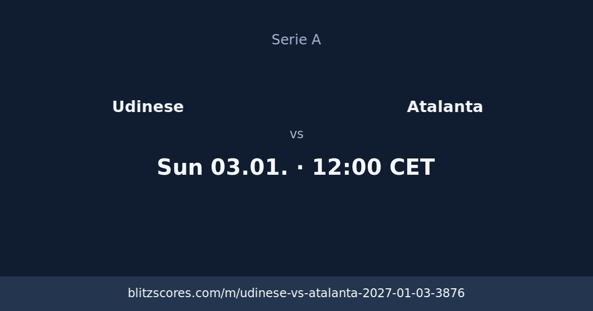 Udinese vs Atalanta score card