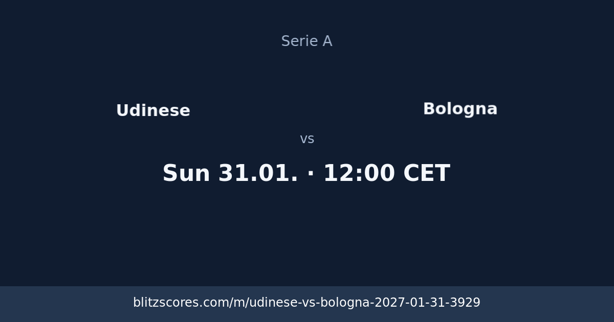 Udinese vs Bologna score card