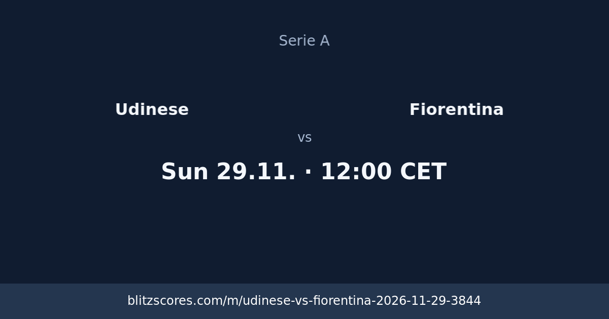 Udinese vs Fiorentina score card