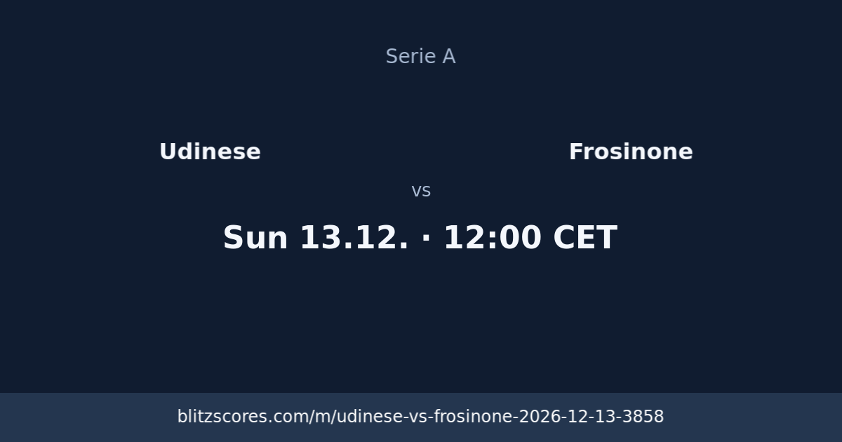 Udinese vs Frosinone score card