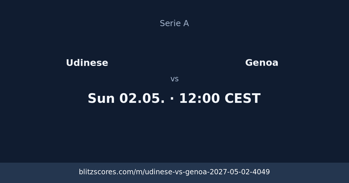Udinese vs Genoa score card