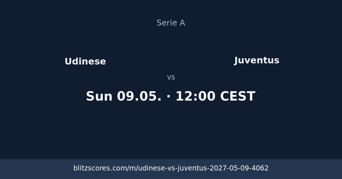Udinese vs Juventus score card