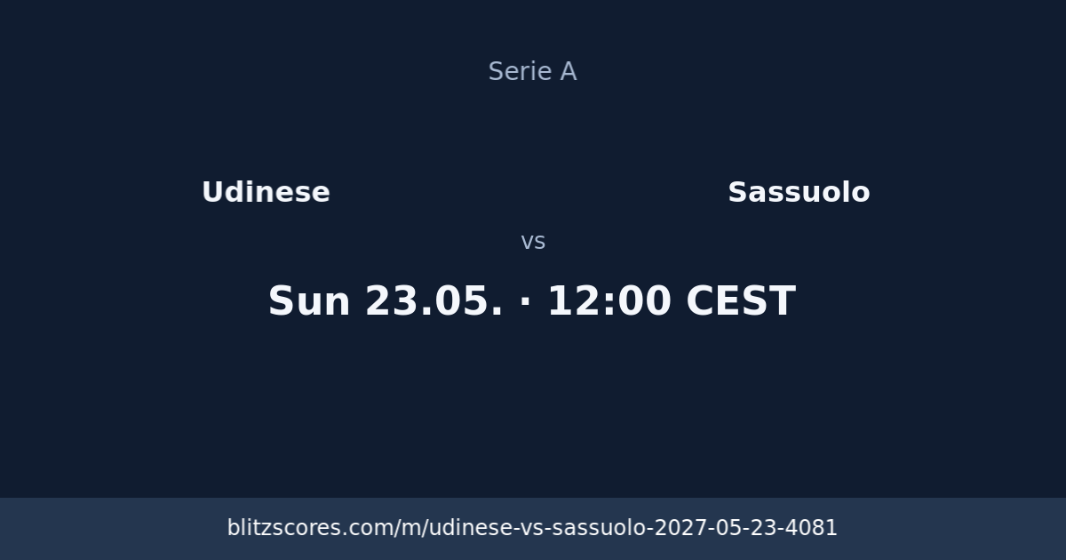 Udinese vs Sassuolo score card