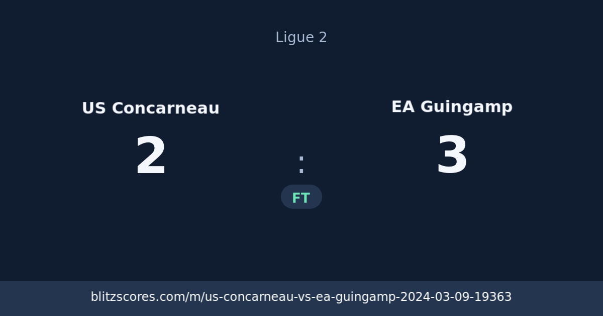 US Concarneau vs EA Guingamp score card
