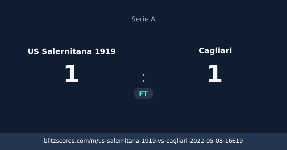 US Salernitana 1919 vs Cagliari score card