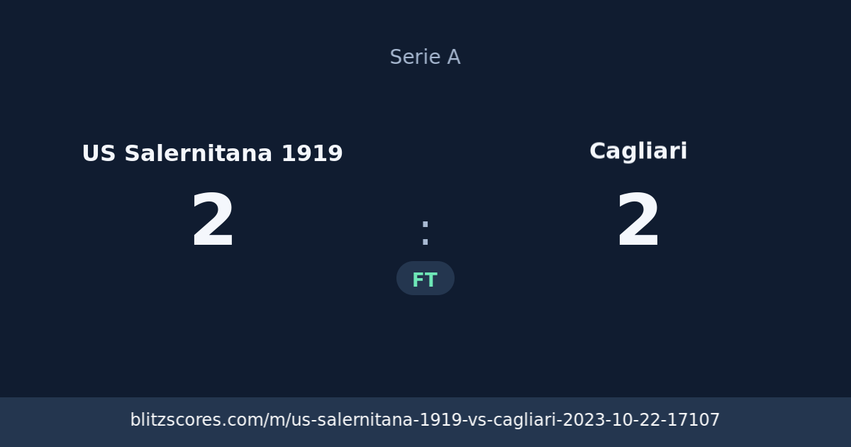 US Salernitana 1919 vs Cagliari score card
