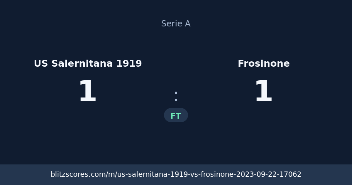 US Salernitana 1919 vs Frosinone score card